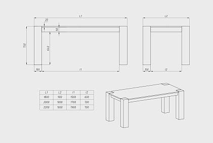 Стол обеденный "Берген" П-03 (сечение опор 150х150)