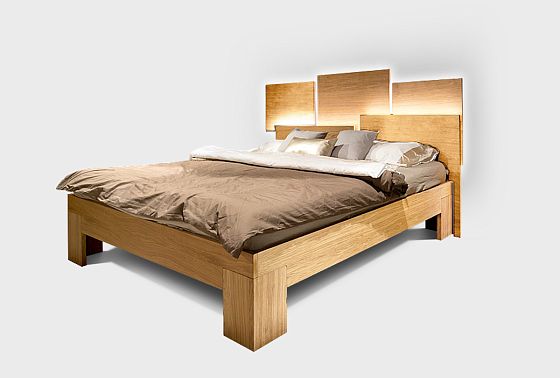 Кровать "Берген" 180 (с подсветкой) шпон дуба 3