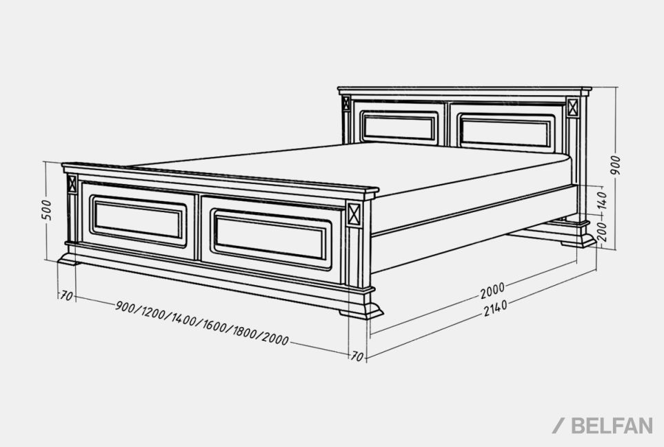 Кровать "Верди Люкс" (высокое изножье) массив и шпон дуба 4
