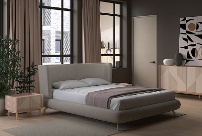 Кровать мягкая "Авеню"; без основания, без матраса; *А-019.160МК; (1600x2000); н-золото; Missoni 01 Lt. Hazel Wood