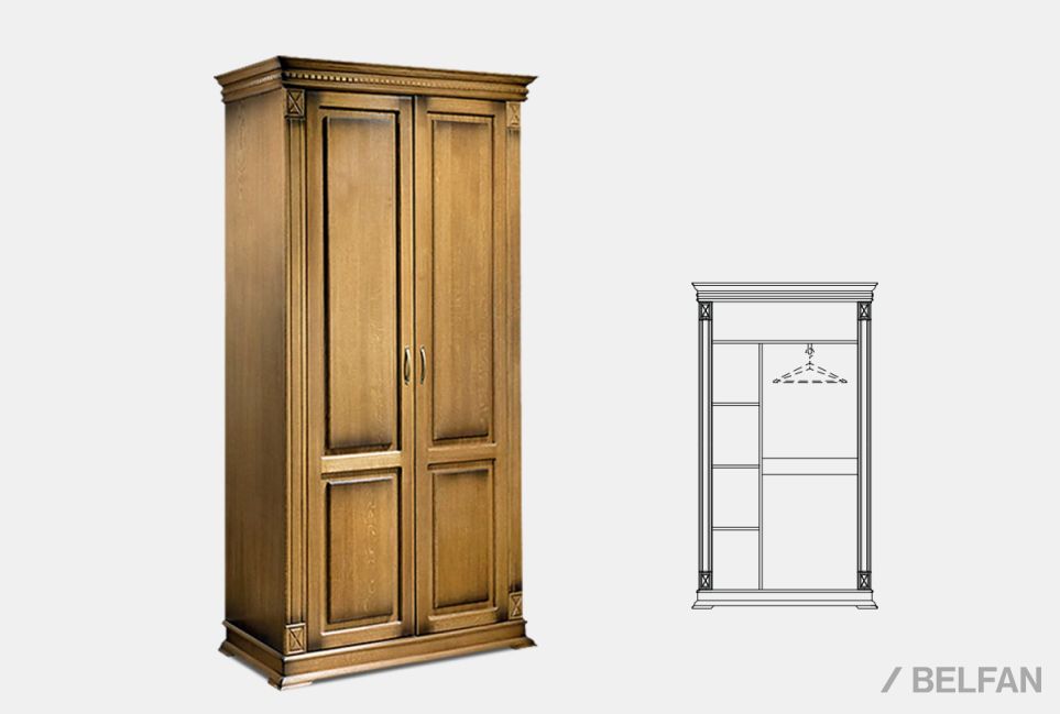 Шкаф для одежды 2-х дв. "Верди Люкс 2/2" массив и шпон дуба 1