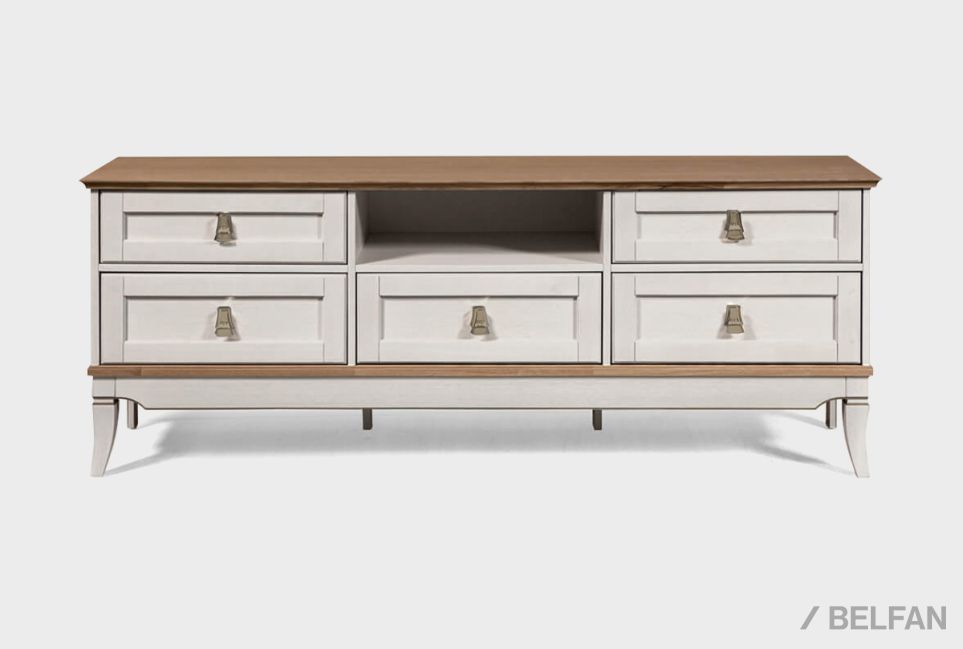 Тумба под ТВ "Стюарт" (с нишей) массив и шпон дуба 1