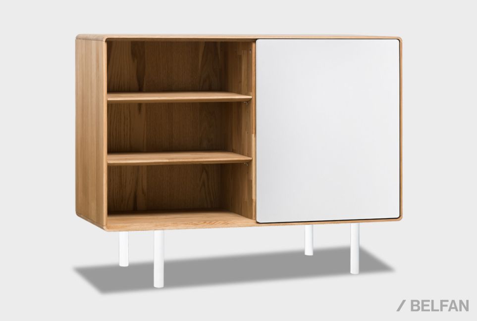 Тумба "Норман" 2 с нишей (левая) массив дуба, МДФ, металл 1