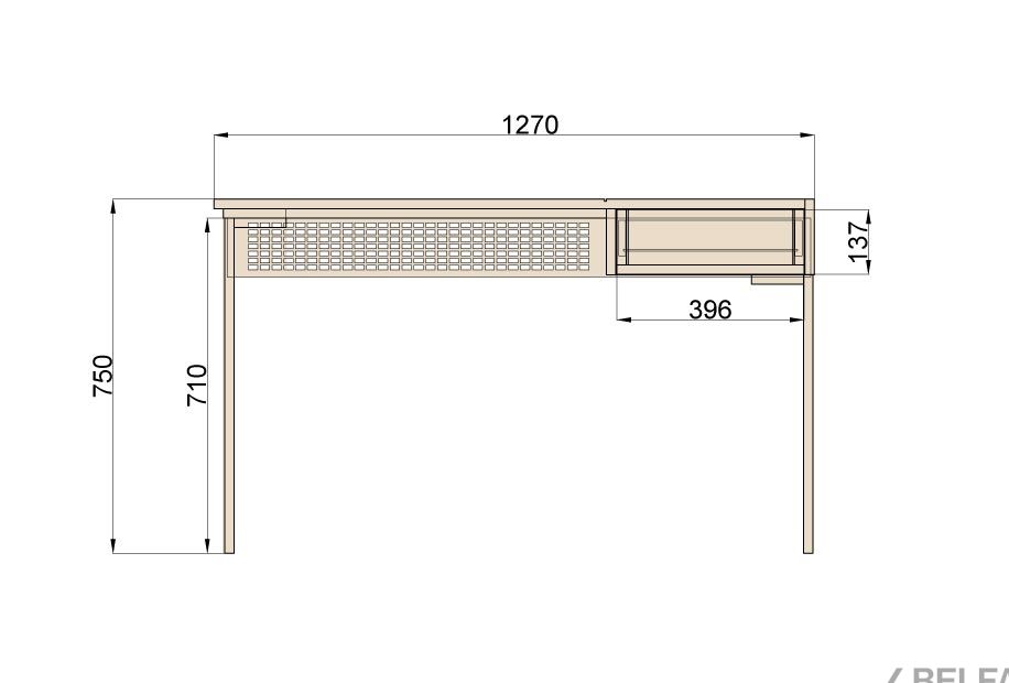 Стол письменный "Cube Design" (1 ящик) массив дуба, металл 2