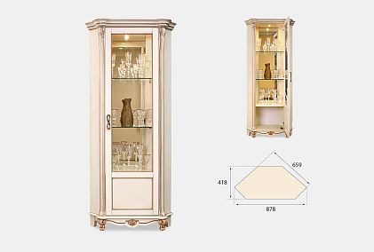 Шкаф с витриной угловой "Алези 10" (правый)