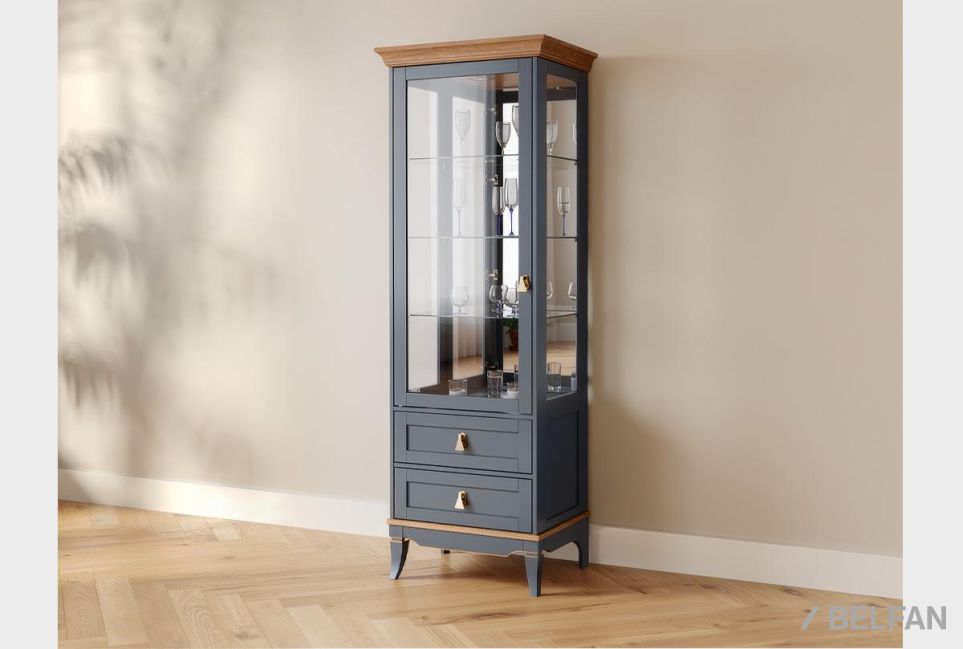 Витрина 1-но дверная "Стюарт" (левая) массив и шпон дуба 1