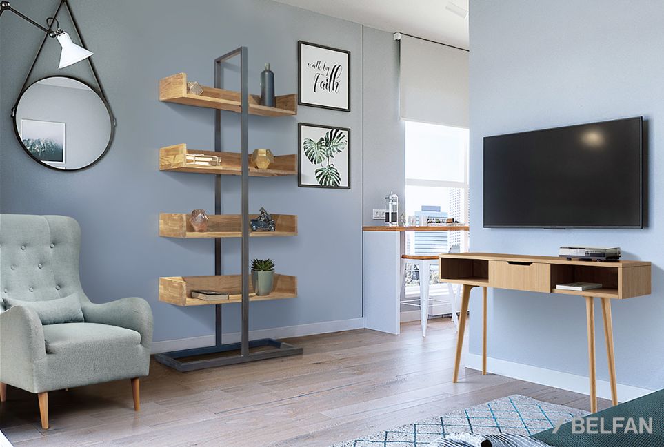 Стеллаж "Арт" 4-1 массив дуба, металл 3