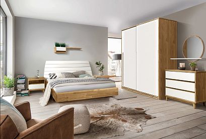 Комод "Уоллстрит" 3; 3 ящика; *А-012.06; к-бейц-масло, ф-белый, вст-бейц-масло