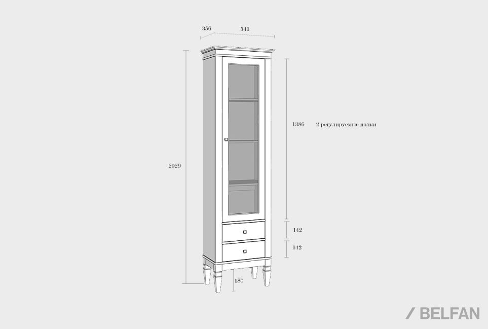 Витрина "Ольса-С" 102 (правый) массив сосны 5