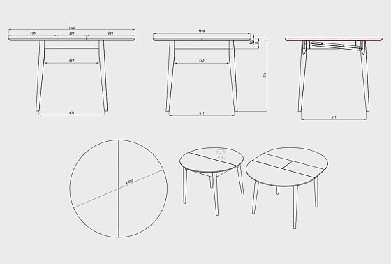 Стол обеденный "Ирвинг" 3 (раскладной) массив дуба 4