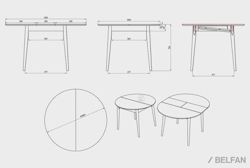 Стол обеденный "Ирвинг" 3 (раскладной) массив дуба 4