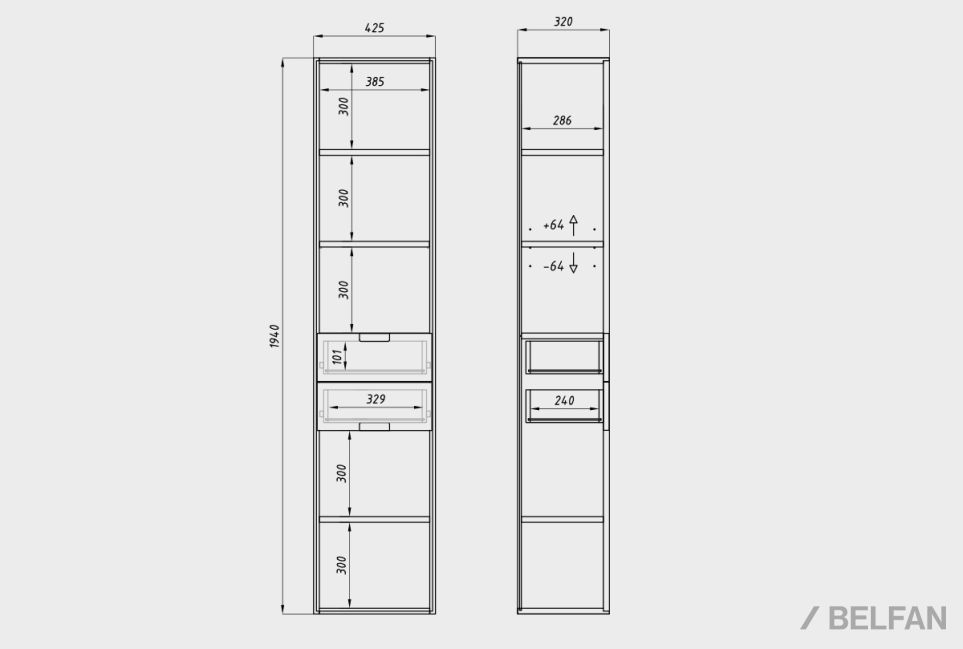 Стеллаж "Ирвинг" 6 (с ящиками) массив дуба 2