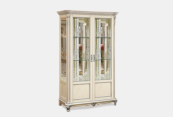 Шкаф с витриной "Алези 2" массив и шпон дуба 2