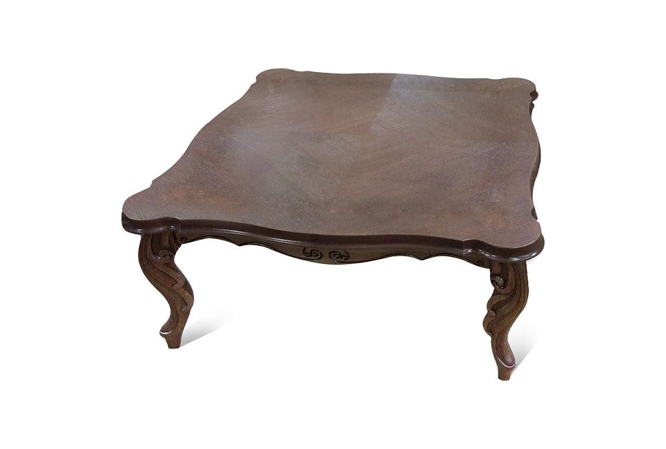 Стол журнальный "Луи" квадратный; амбэр с белой патиной