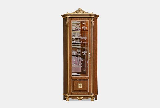 Шкаф с витриной угловой "Алези 10 Люкс" (левый) массив и шпон дуба 3