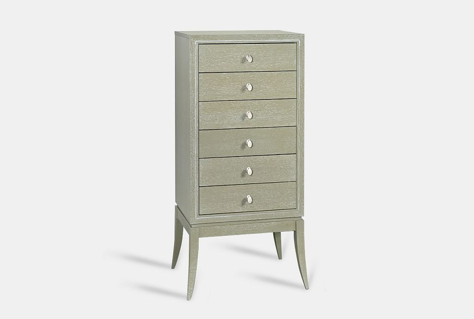 Комод высокий "Коста"; айвори с белой патиной