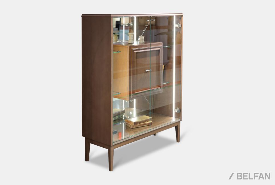 Тумба высокая "Сакраменто" (стекло) массив и шпон дуба, МДФ 2