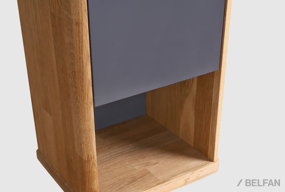 Шкаф навесной "Уоллстрит" (правый) массив дуба, МДФ 7