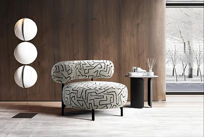 "Одри" кресло; нераскл.; 12; золото; Гармония графика col.09 (гр. 7/НФ)