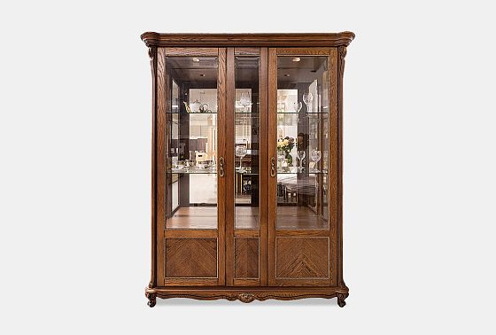 Шкаф с витриной "Алези 5" массив и шпон дуба 3