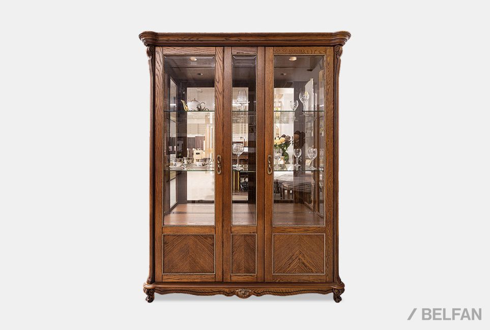 Шкаф с витриной "Алези 5" массив и шпон дуба 1