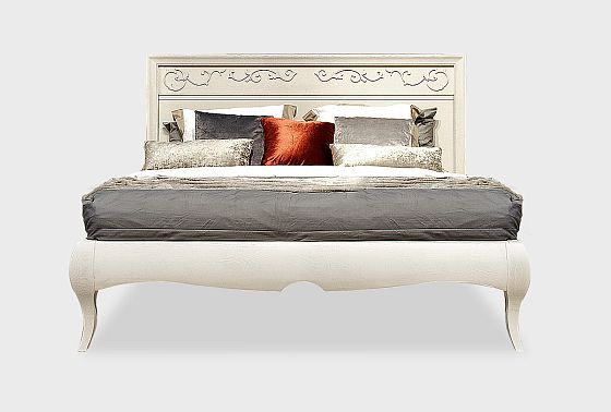 Кровать "Соната" с декором (низкое изножье) массив и шпон дуба 10