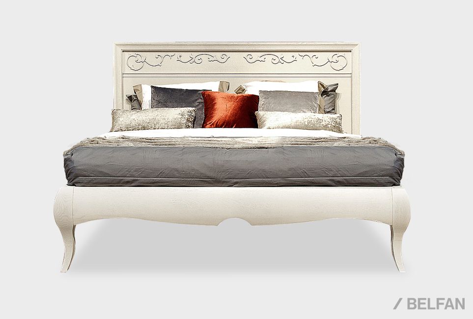 Кровать "Соната" с декором (низкое изножье) массив и шпон дуба 1