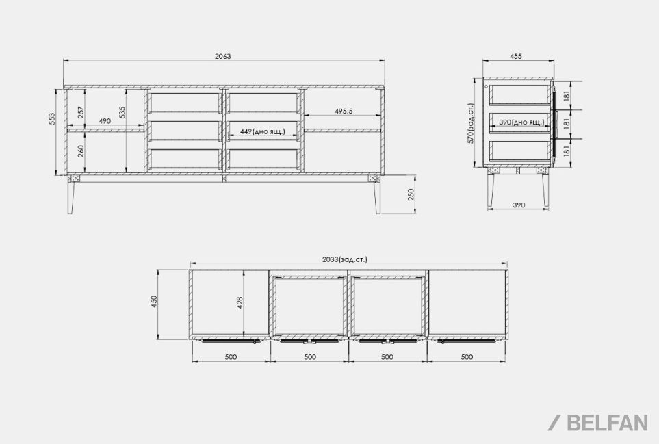 Тумба "Сакраменто" 4 (с ящиками) массив и шпон дуба, МДФ 2