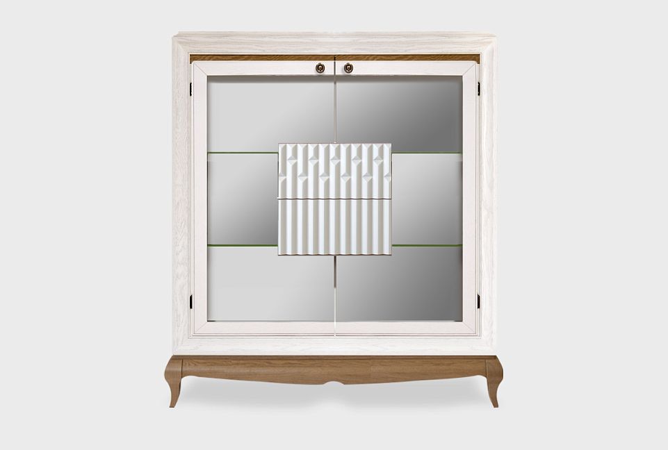 Тумба высокая "Армония" (стекло); айвори+классик