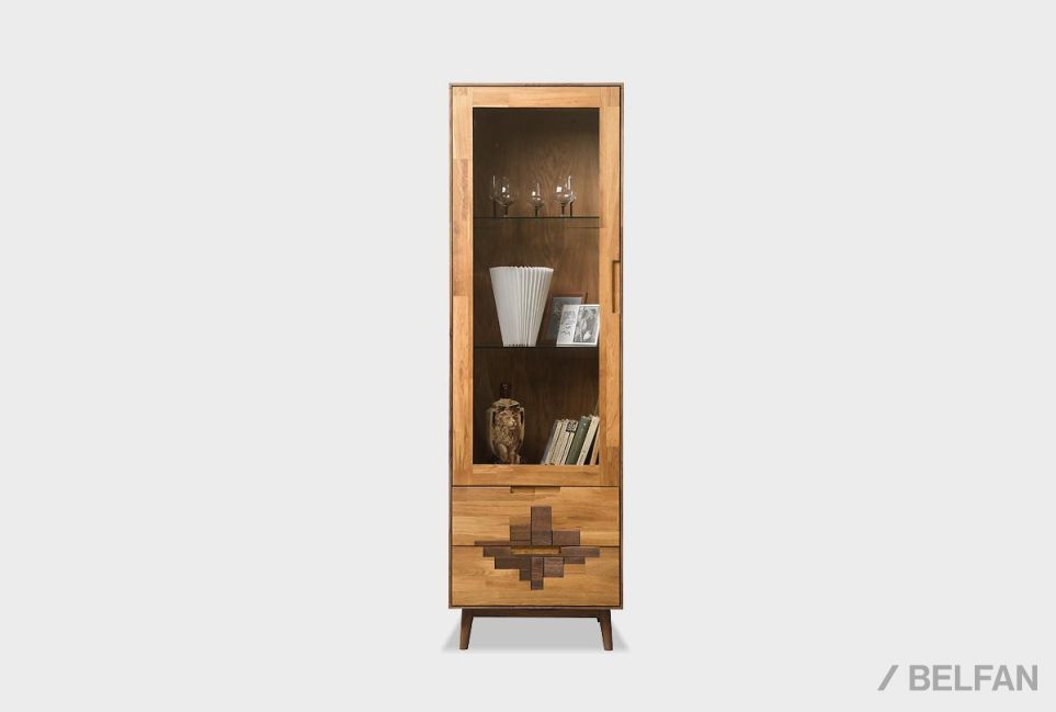 Шкаф с витриной 1-но дверный "Ирвинг Дизайн" (левый) массив дуба 1