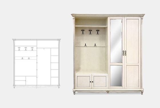Шкаф комбинированный "Алези 2з" массив и шпон дуба 3