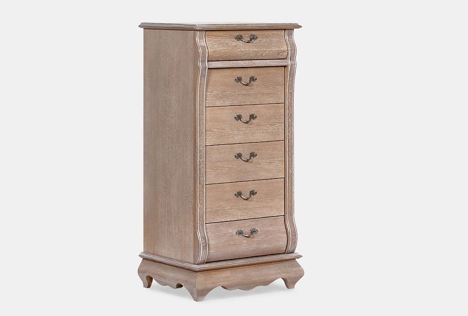 Комод высокий "Тэфи" 01; амбэр с белой патиной