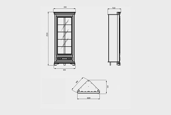 Шкаф с витриной угловой "Оливия" массив и шпон ольхи 3