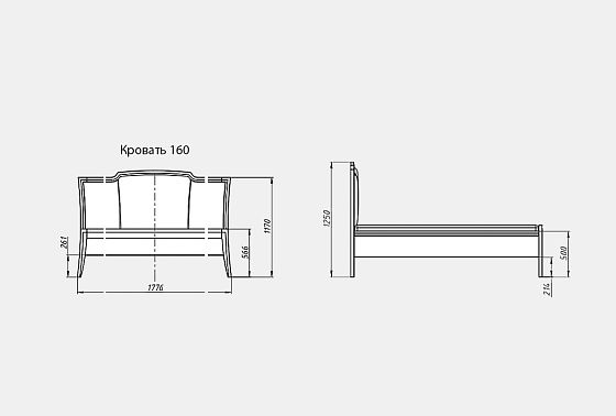 Кровать "Коста" (низкое изножье) массив и шпон дуба 7