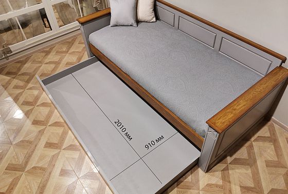 Кровать-диван под два матраса "Бриансон" массив и шпон дуба, МДФ 18