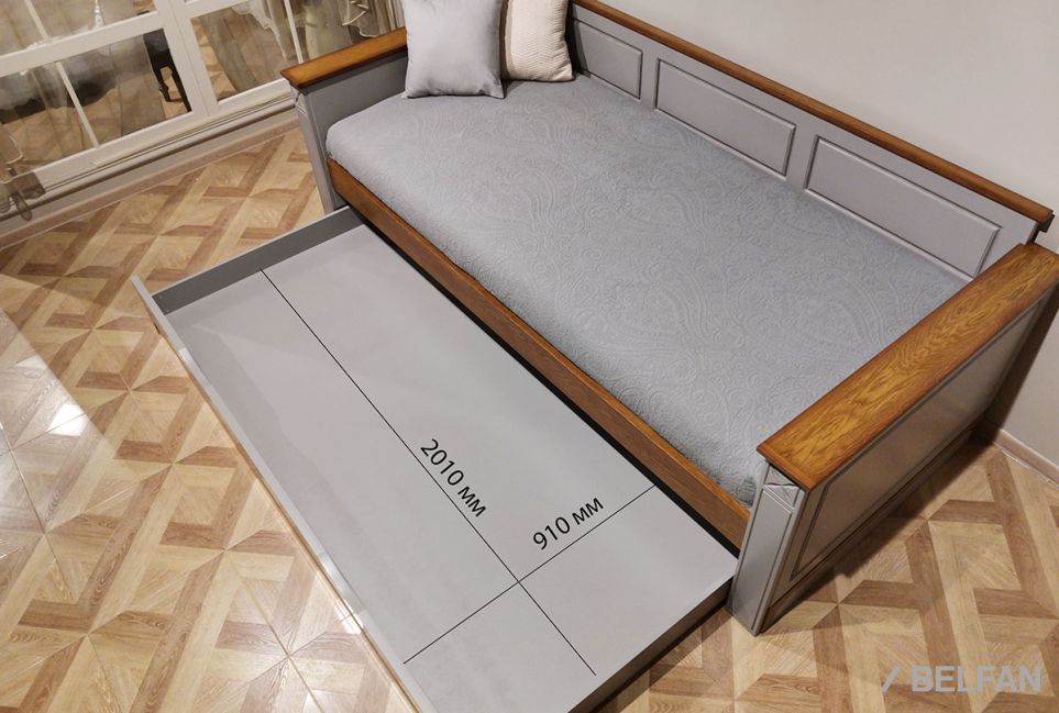 Кровать-диван под два матраса "Бриансон" массив и шпон дуба, МДФ 9