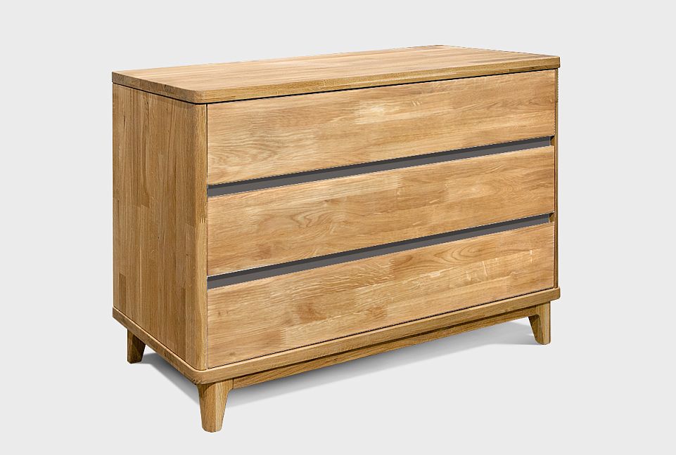 Комод "Уоллстрит" 3; 3 ящика; к-бейц-масло, ф-бейц-масло, вст-белый
