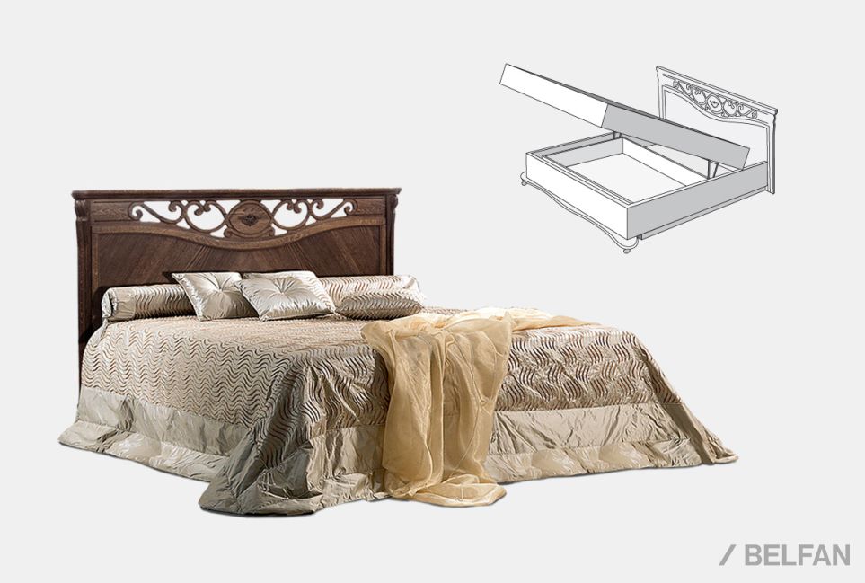 Кровать "Алези" с подьемным механизмом (низкое изножье) массив и шпон дуба 1