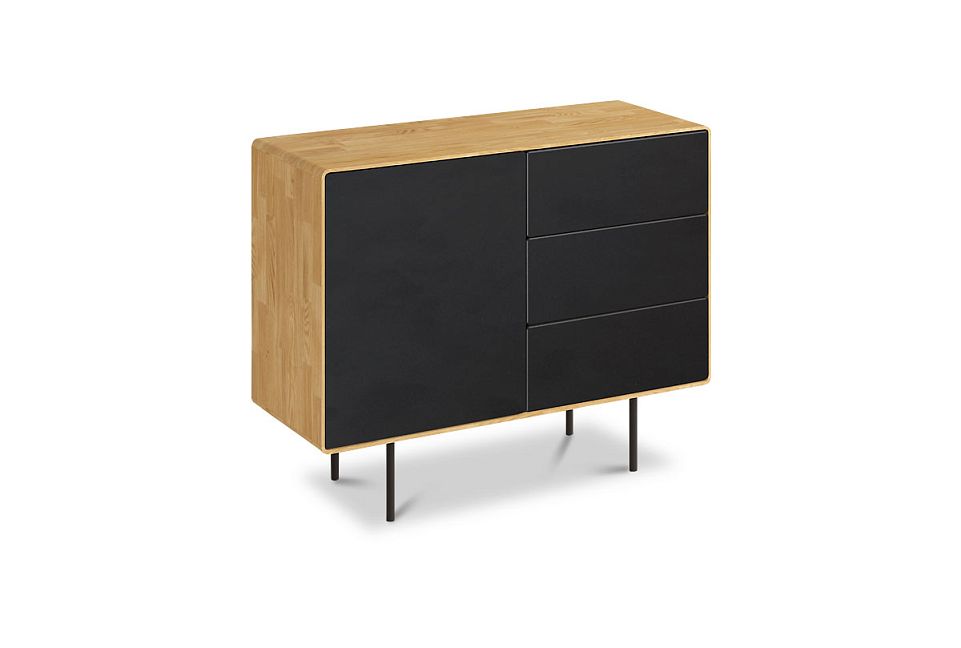 Тумба "Норман" 2 (с ящиками); дуб натуральный, чёрный