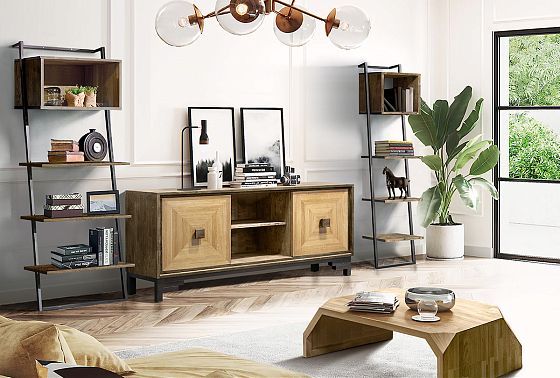 Стеллаж "Арт" 445 массив дуба, металл 6