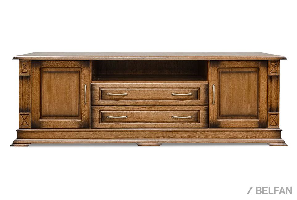 Тумба под ТВ "Верди Люкс ТВ22/1" массив и шпон дуба 2