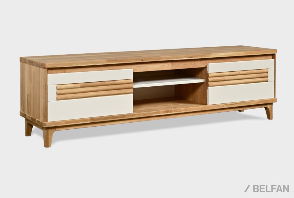 Тумба под ТВ "Уоллстрит" 170 (с нишей) массив дуба, МДФ 1