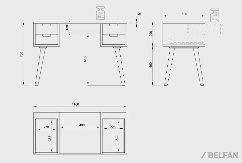 Стол письменный "Ирвинг" (2 тумбы) массив дуба 11