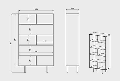 Стеллаж "Норман" 2; дуб натуральный, чёрный