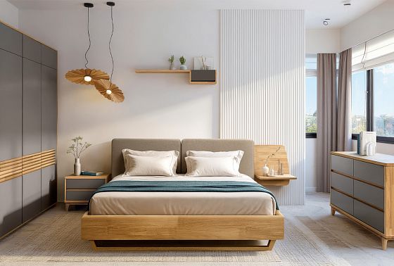 Кровать "Уоллстрит" (мягкое изголовье) массив дуба 3