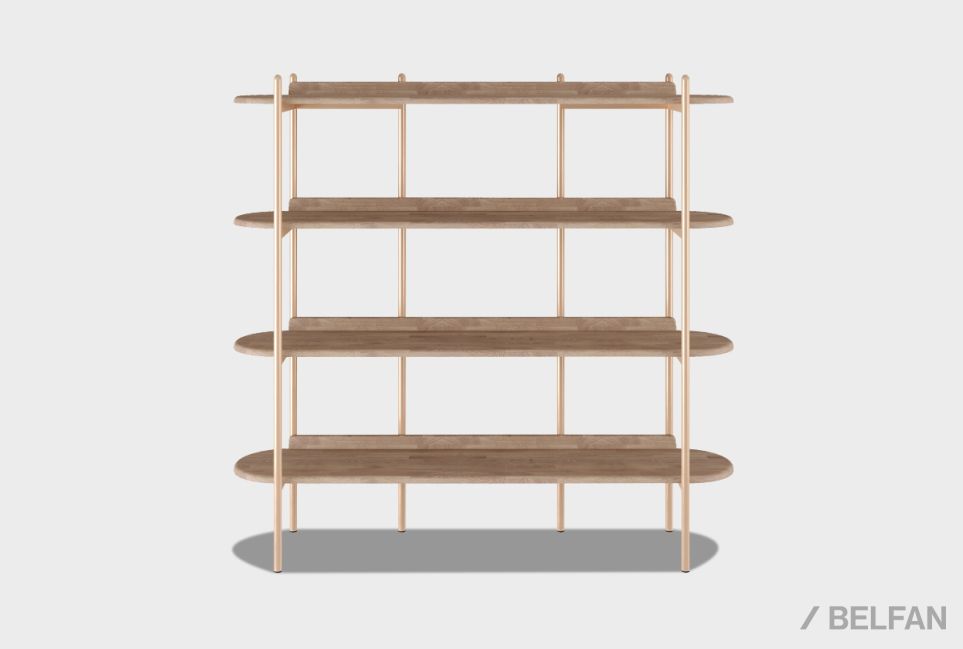 Стеллаж "Меридиан" 4 массив дуба, металл 2