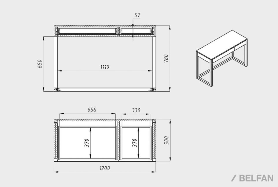 Стол туалетный "Берген" Д массив дуба 2
