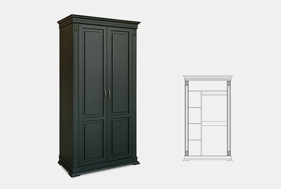 Шкаф для одежды 2-х дв. "Верди Люкс 2/3" массив и шпон дуба 2