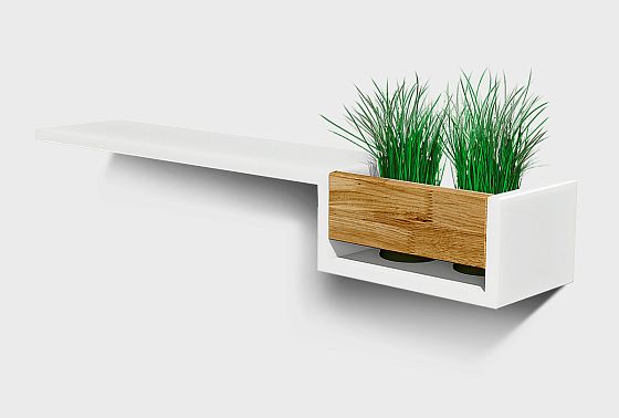 Полка с нишей "Уоллстрит" (правая) массив дуба, МДФ 3