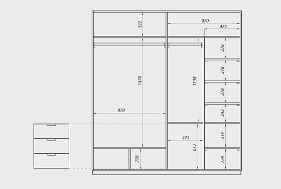 Шкаф-купе "Ирвинг" массив дуба 3